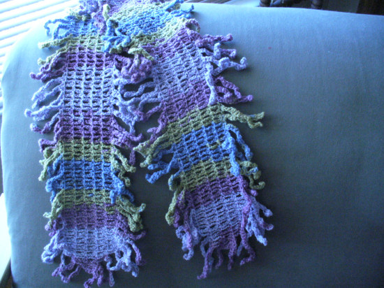 The finished scarf laid out flat
